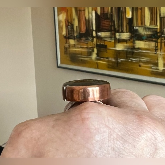 Green Labradorite and Copper Ring, adjustable - Picture 3 of 9